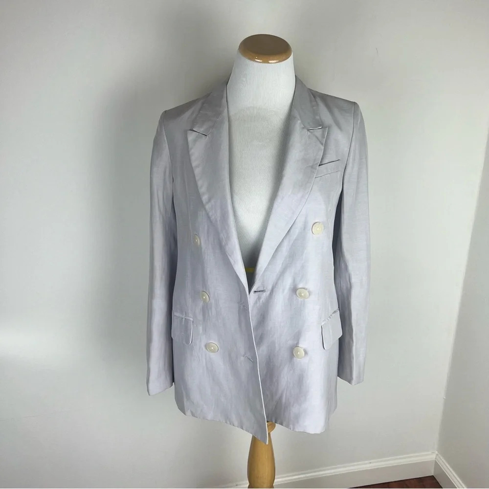 Aritzia Babaton Samuel Oversized Linen Blazer Lilac Fog Size 00 - Picture 5 of 10